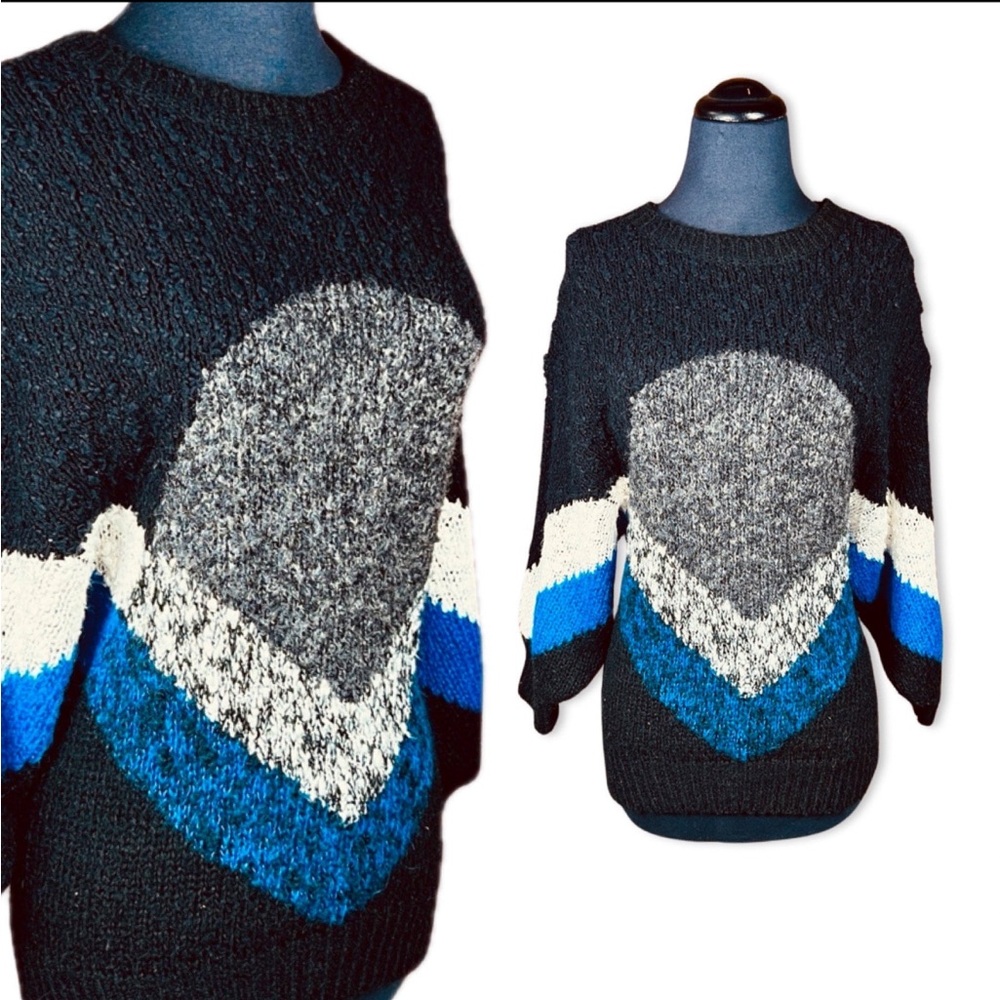 Vintage 1980s black and gold beaded dolman sweater